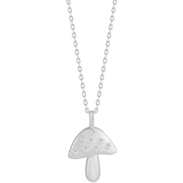 Sunkissed Sterling Cubic Zirconia Mushroom Pendant Necklace, Womens Silver Tone Product Image