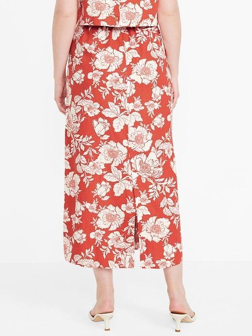 High-Waisted Linen-Blend Maxi Skirt Product Image