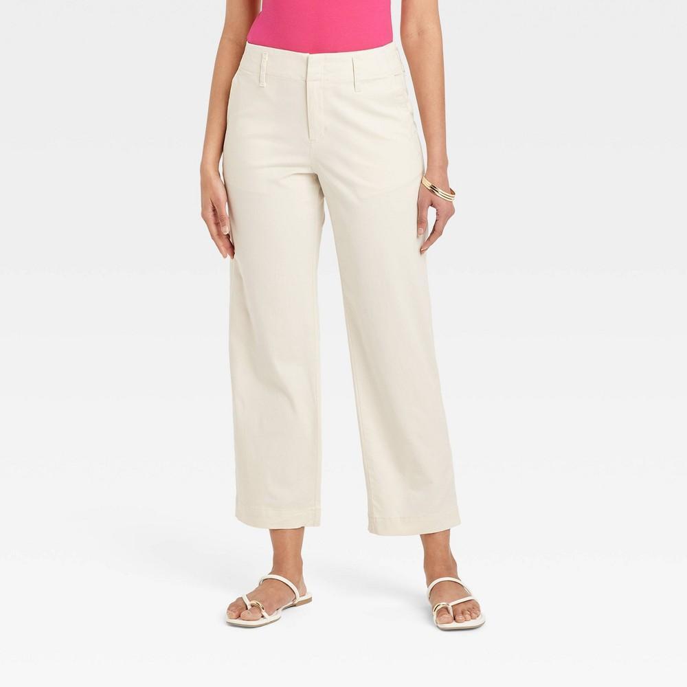 Womens High-Rise Straight Ankle Chino Pants - A New Day White 4 Product Image