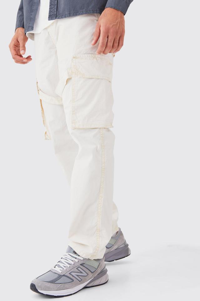 Fixed Waist Overdye Strap Detail Straight Leg Pants | boohooMAN USA Product Image