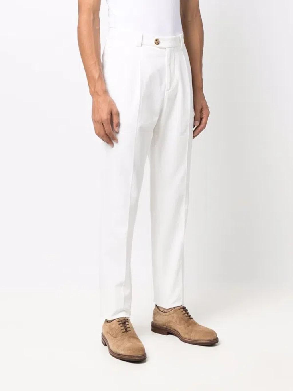 BRUNELLO CUCINELLI Leisure Fit Cotton Trousers In White Product Image