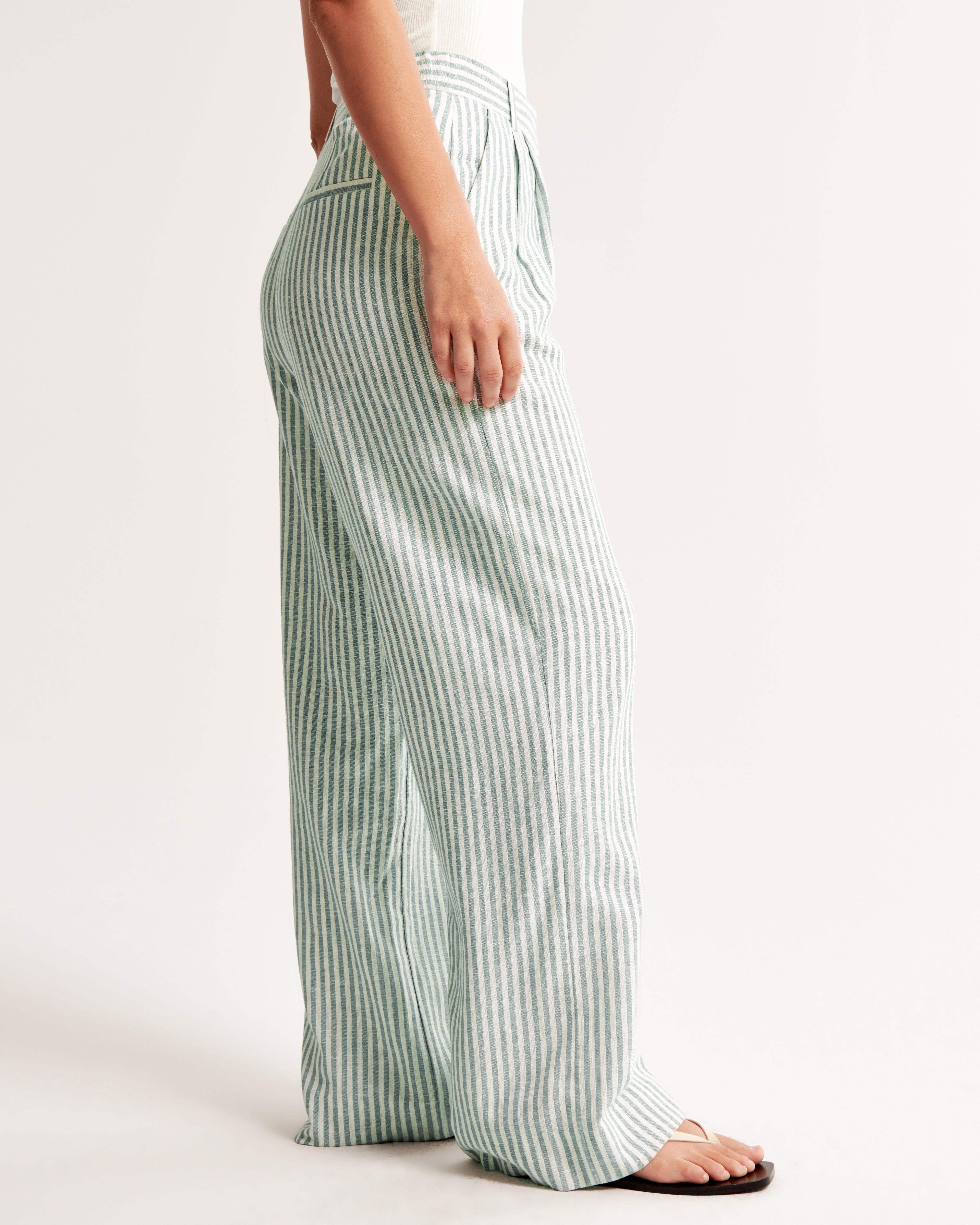 Curve Love A&F Sloane Tailored Linen-Blend Pant Product Image