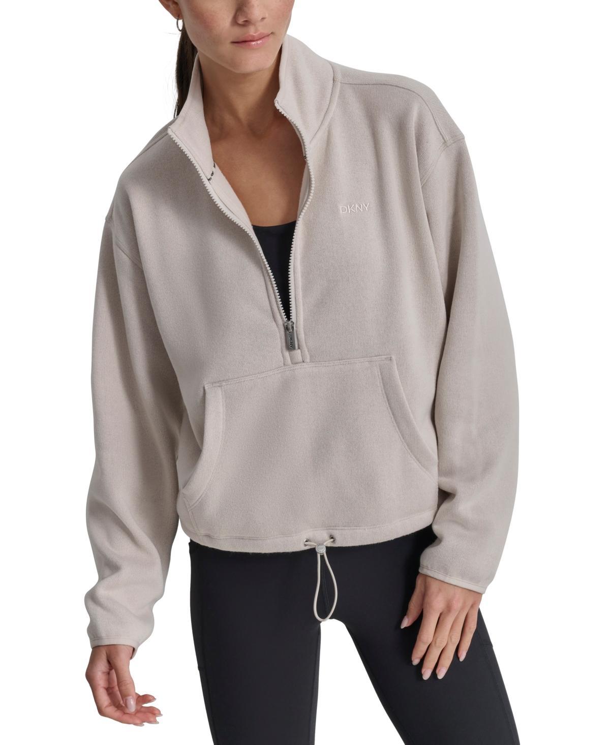 Dkny Womens Fleece Half-Zip Bungee-Hem Sweater Product Image