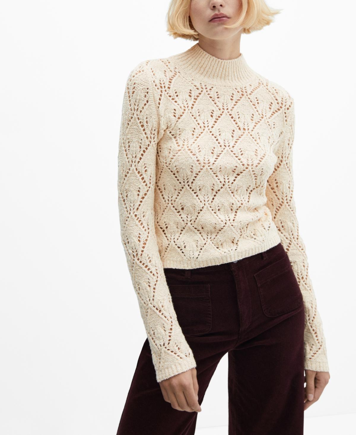 MANGO Piqui Sweater (Ecru) Women's Sweater product image