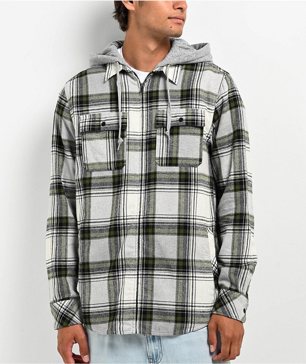 Empyre Chancer Green Hooded Flannel Zip Shirt Product Image