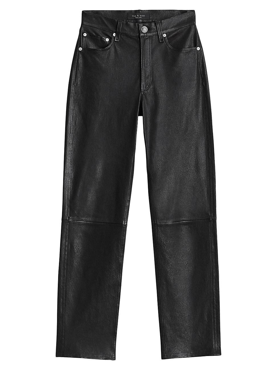 Womens Harlow Leather Straight-Leg Pant Product Image