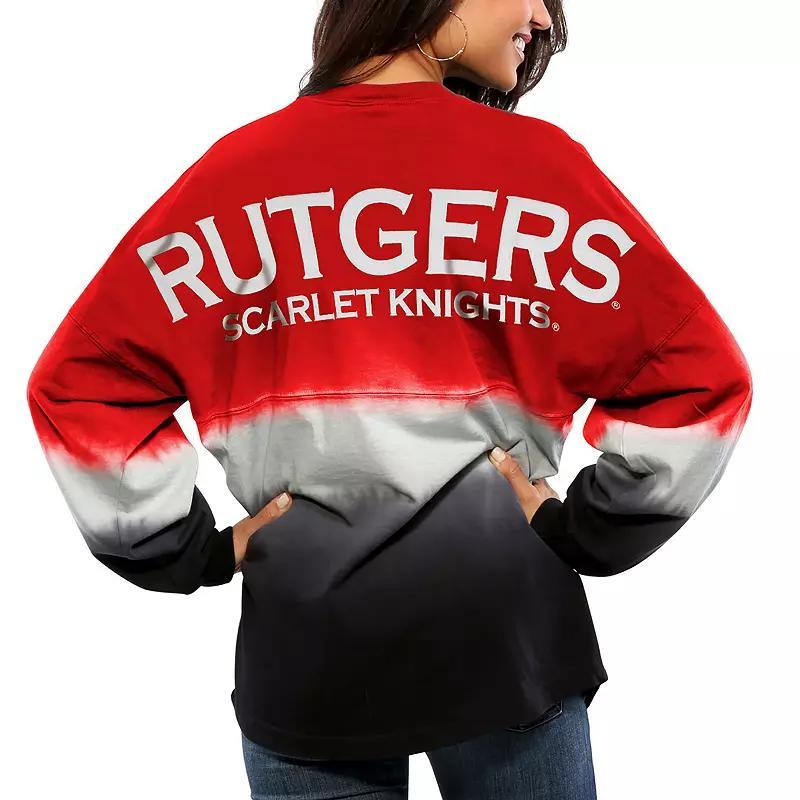 Womens Scarlet Rutgers Scarlet Knights Ombre Long Sleeve Dip-Dyed Spirit Jersey Product Image