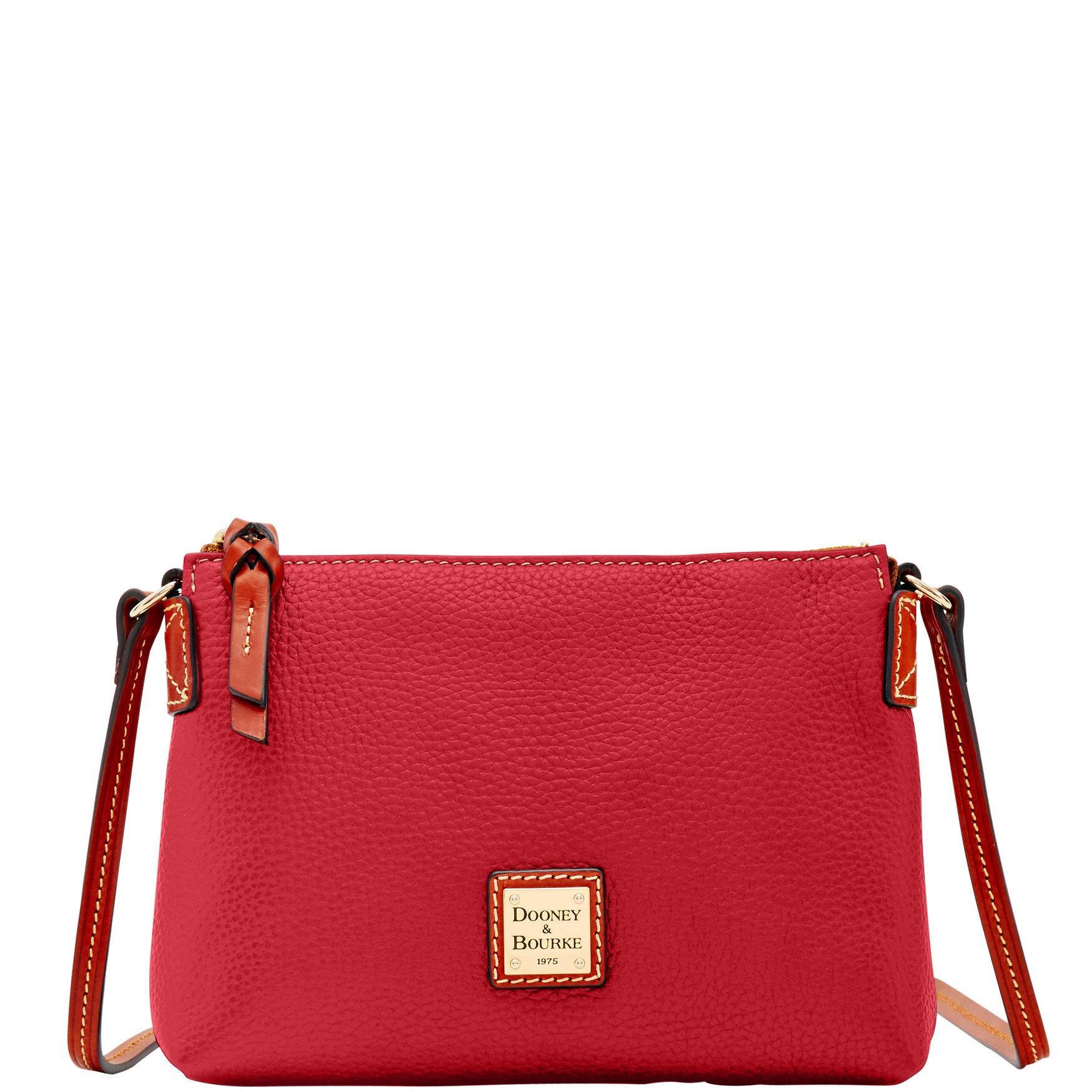 Dooney & Bourke Womens Pebble Grain Leather Crossbody Pouchette Bag in Red Product Image