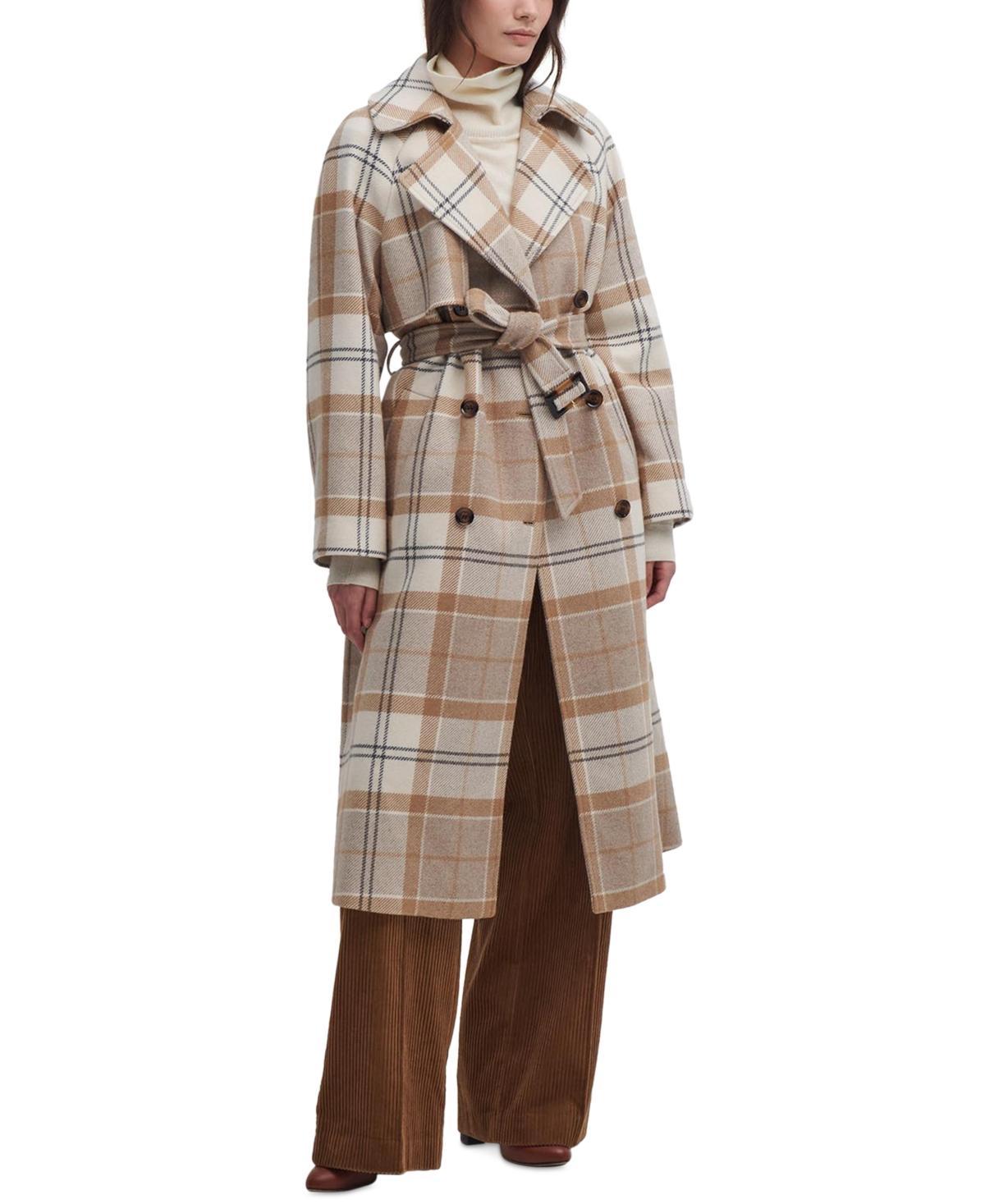 Barbour Womens Claudette Belted Plaid Double-Breasted Coat product image