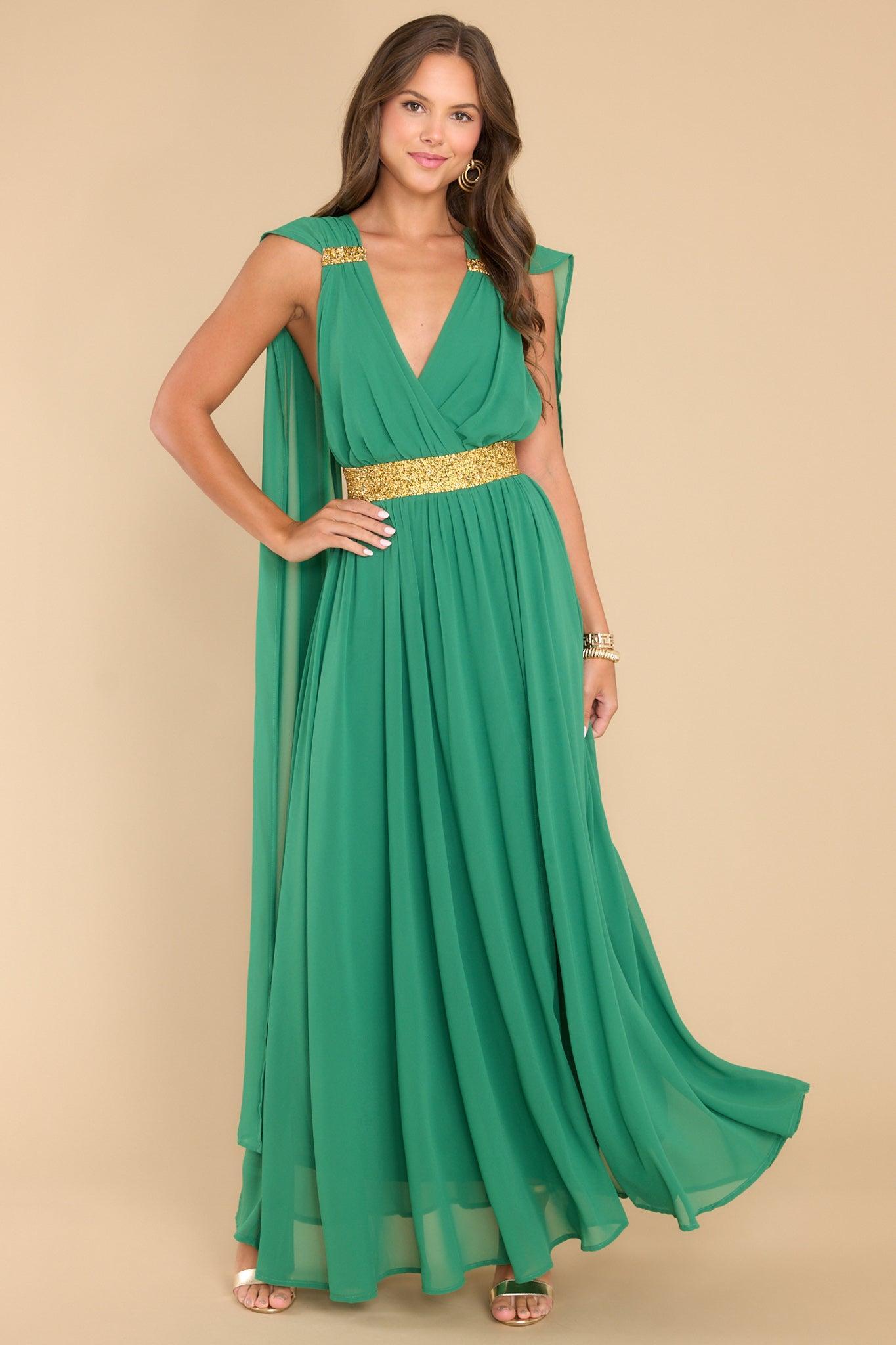 Aura Everyone's Desire Green Maxi Dress Product Image