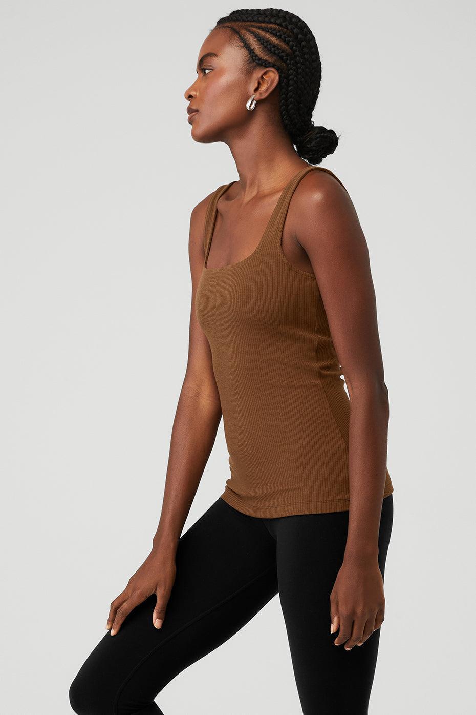 Ribbed Minimalist Tank - Cinnamon Brown Female Product Image