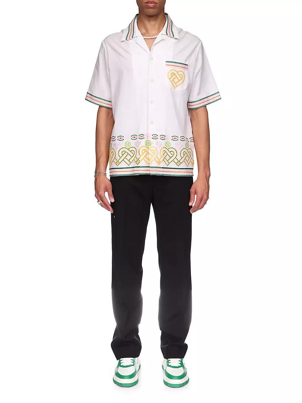 Broderie Anglaise Cotton Camp Shirt Product Image