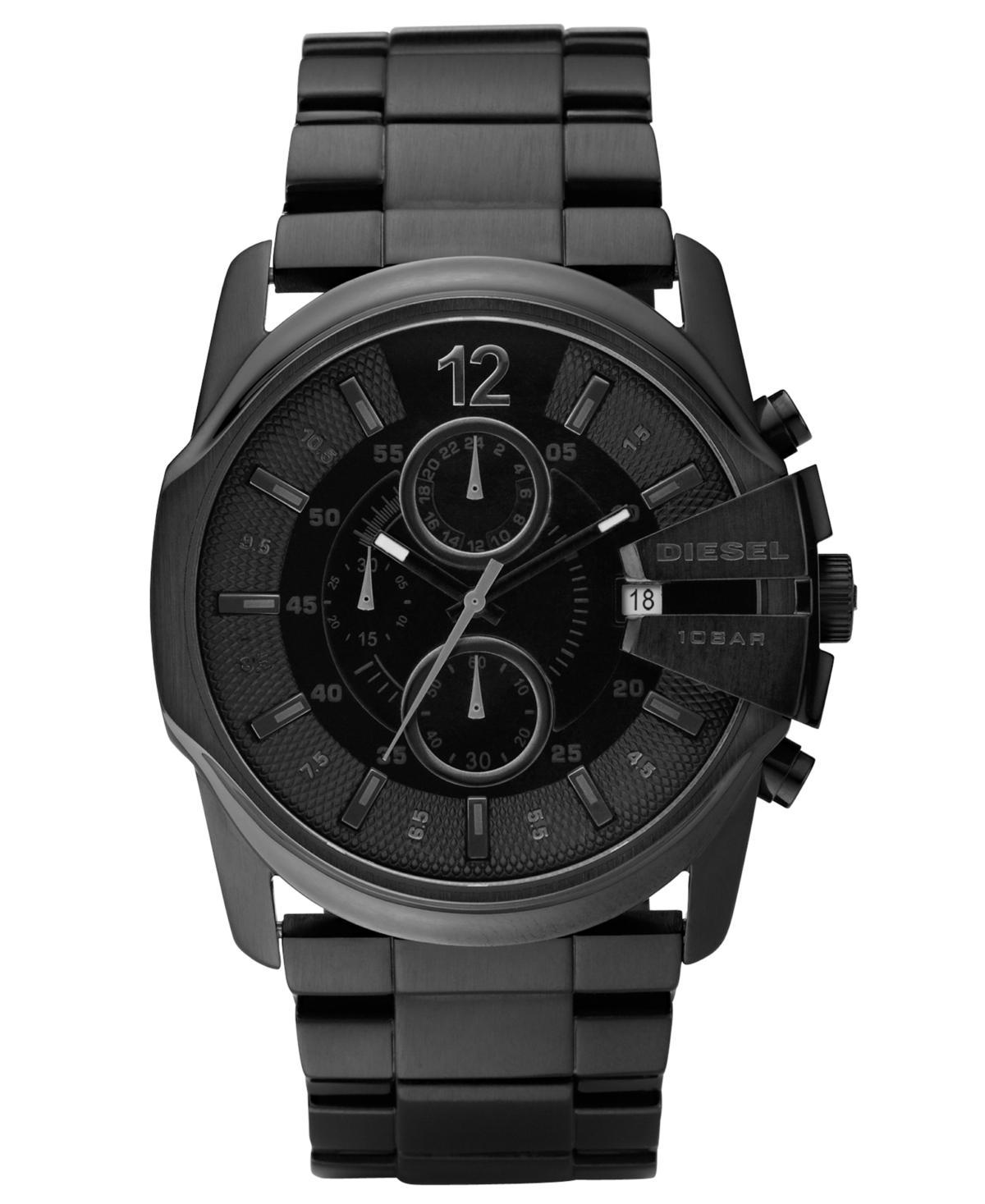 Diesel Mens Chronograph Black Ion Plated Stainless Steel Bracelet Watch 49x45mm DZ4180 Product Image