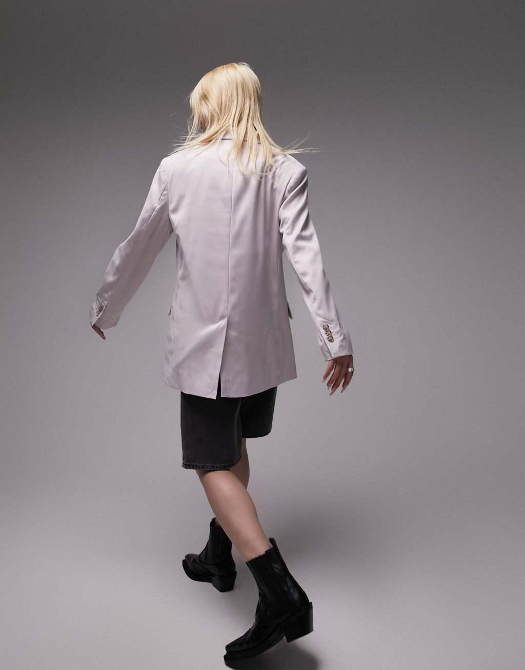 Topshop Petite straight jacket in lilac - part of a set  Product Image