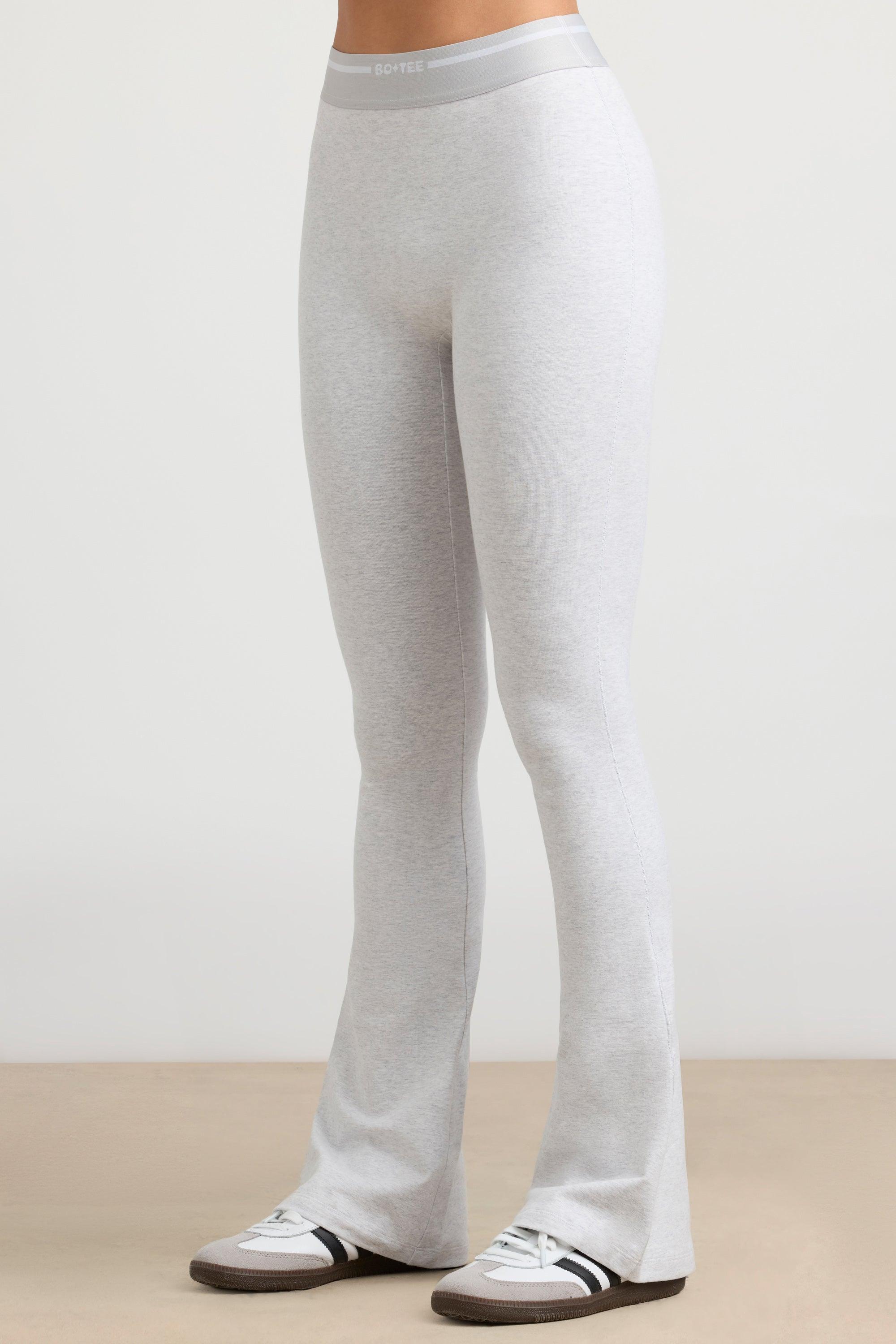 High-Waist Kick Flare Trousers in Grey Marl Product Image