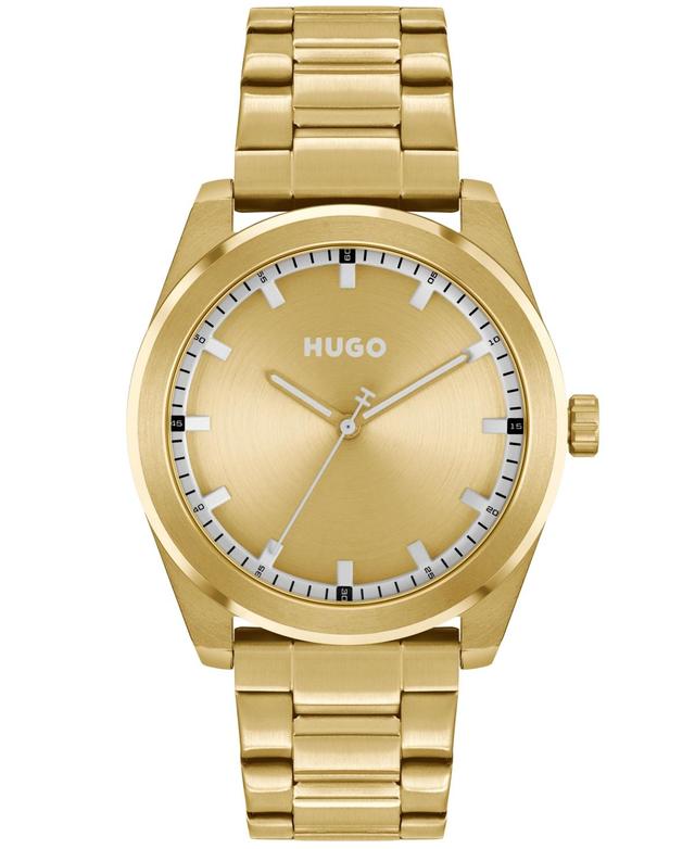 Hugo Mens Bright Quartz Ionic Plated Thin Gold-Tone Steel Watch 42mm - Ionic Plated Thin Gold Steel Product Image