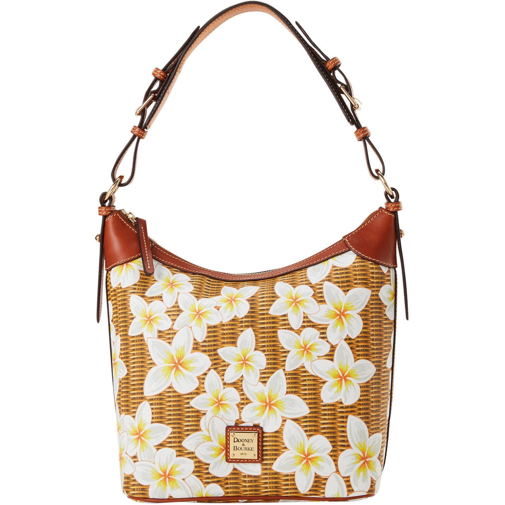 Dooney & Bourke Womens Plumeria Coated Cotton Hobo Sac Bag in White Product Image