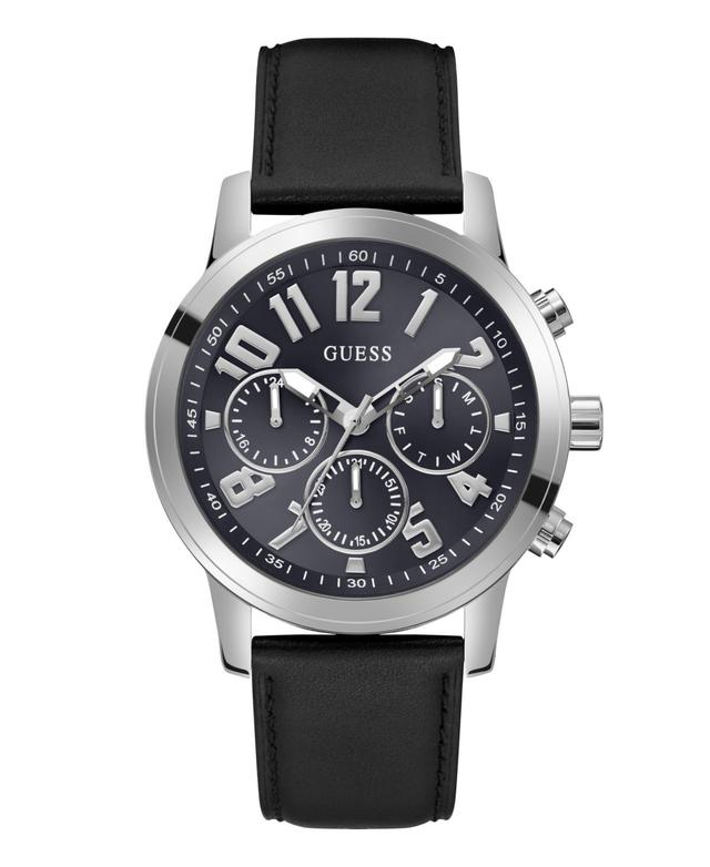 Guess Mens Analog Black Genuine Leather Watch 44mm - Navy Product Image