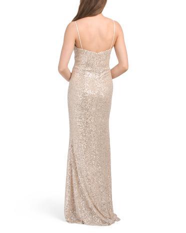 Gathered Bust Sequin Gown for Women | Polyester Product Image