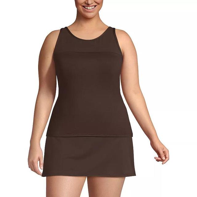 Plus Size Lands End Chlorine Resistant Smoothing Control High Neck Tankini Swimsuit Top, Womens Product Image