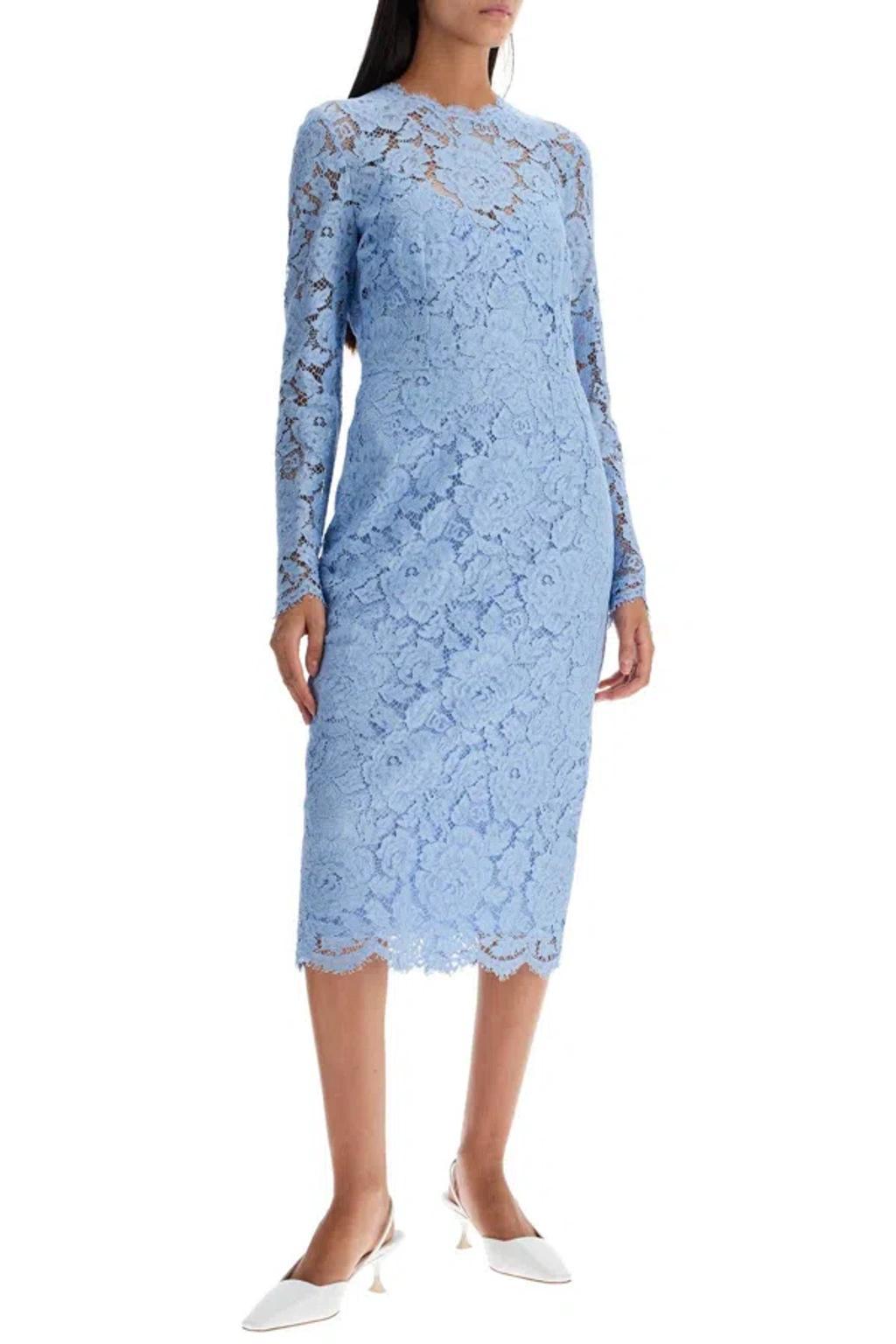 Lace Sheath Dress With A In Blue Product Image