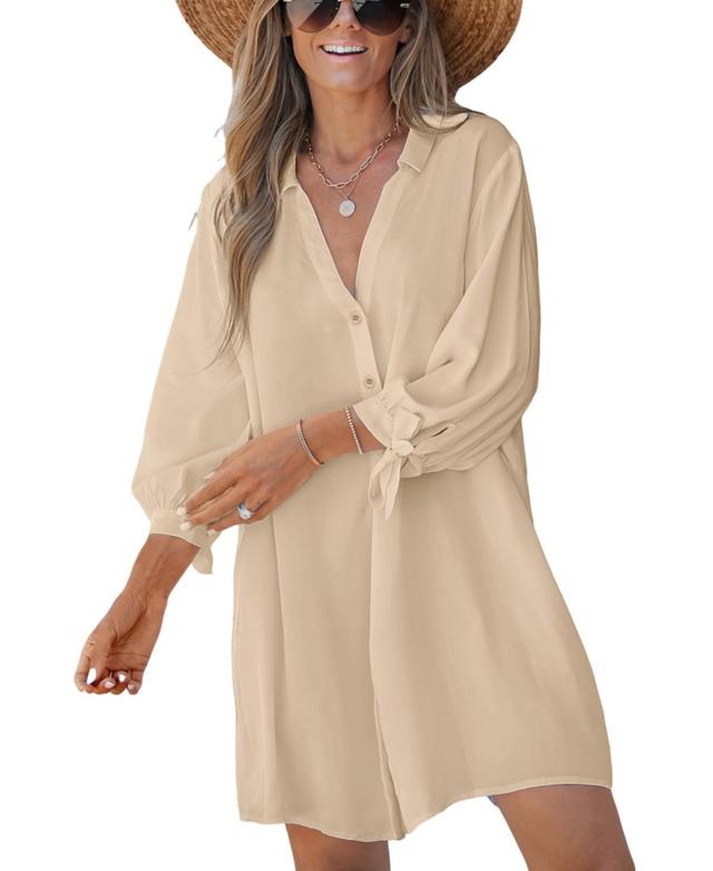 Cupshe Womens V-Neck Button Front Cover-Up Dress Product Image