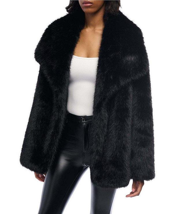 Azalea Wang Old-Hollywood Collared Wrap Faux Fur Coat Product Image