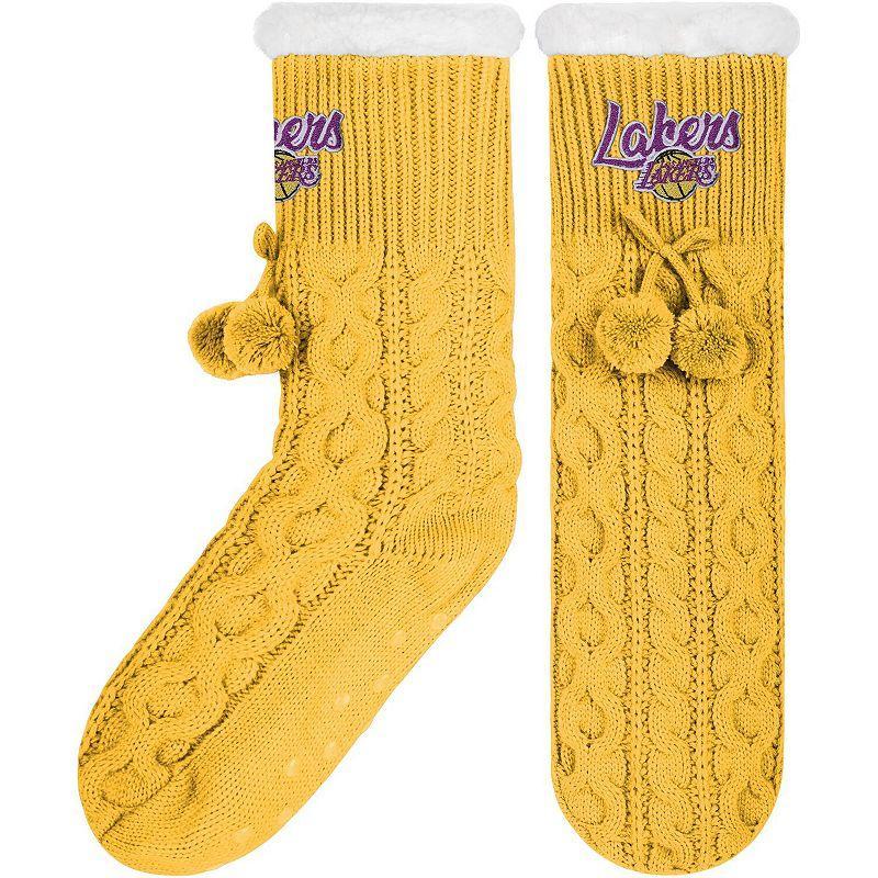 Womens FOCO Los Angeles Lakers Cable Knit Footy Slipper Socks Product Image