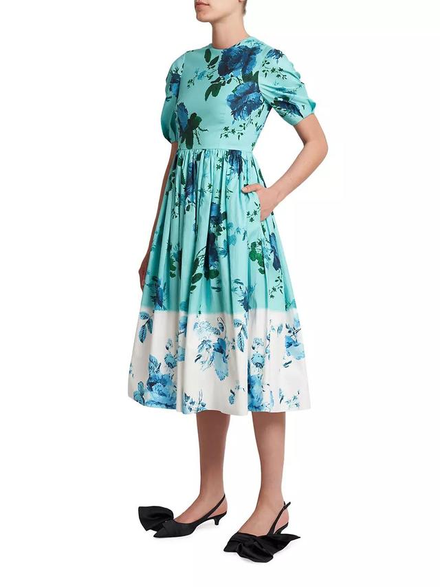 Floral Cotton A-Line Midi-Dress Product Image