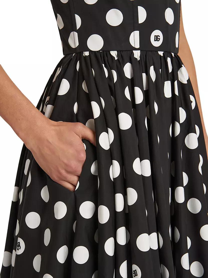 Polka Dot Poplin A-Line Midi-Dress Product Image