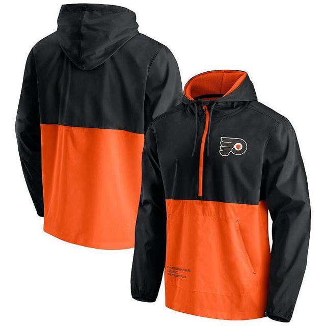 Mens Fanatics Branded Black/Orange Philadelphia Flyers Thrill Seeker Anorak Half-Zip Jacket Product Image