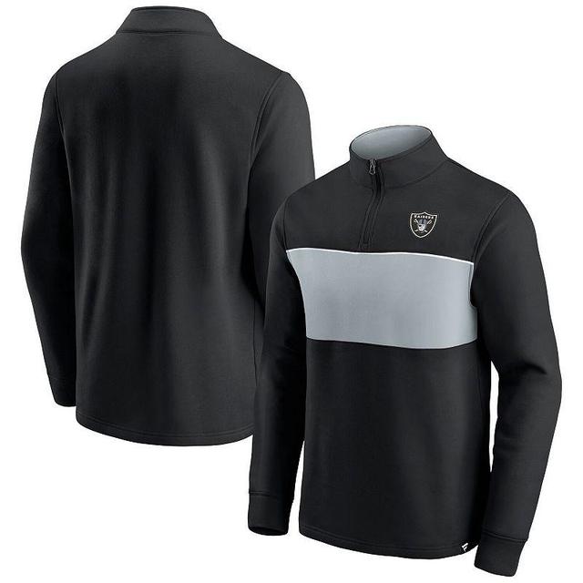 Mens Fanatics Branded Black/Silver Las Vegas Raiders Block Party Quarter-Zip Jacket Product Image