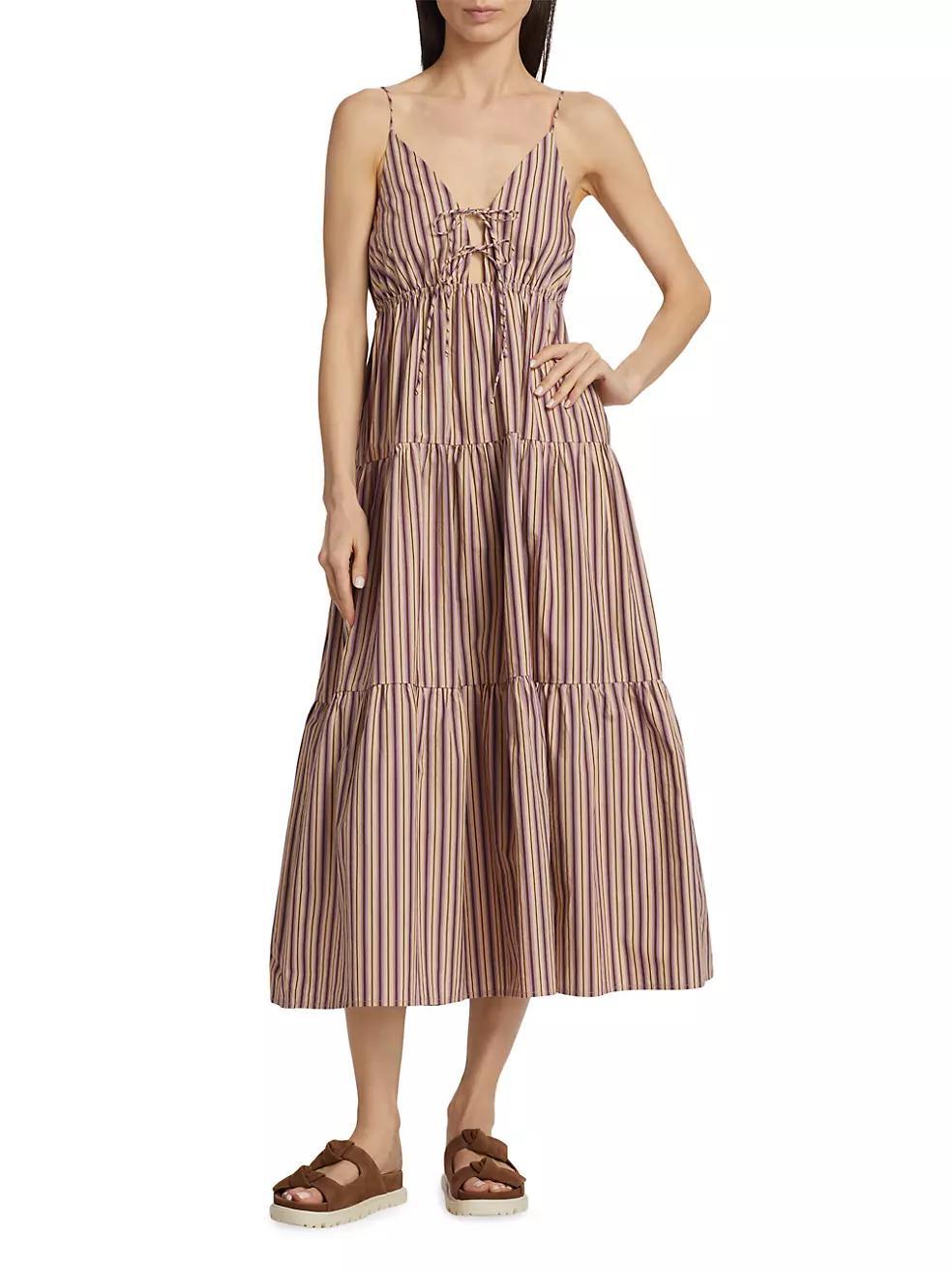 Amber Stripe Tiered Midi-Dress Product Image