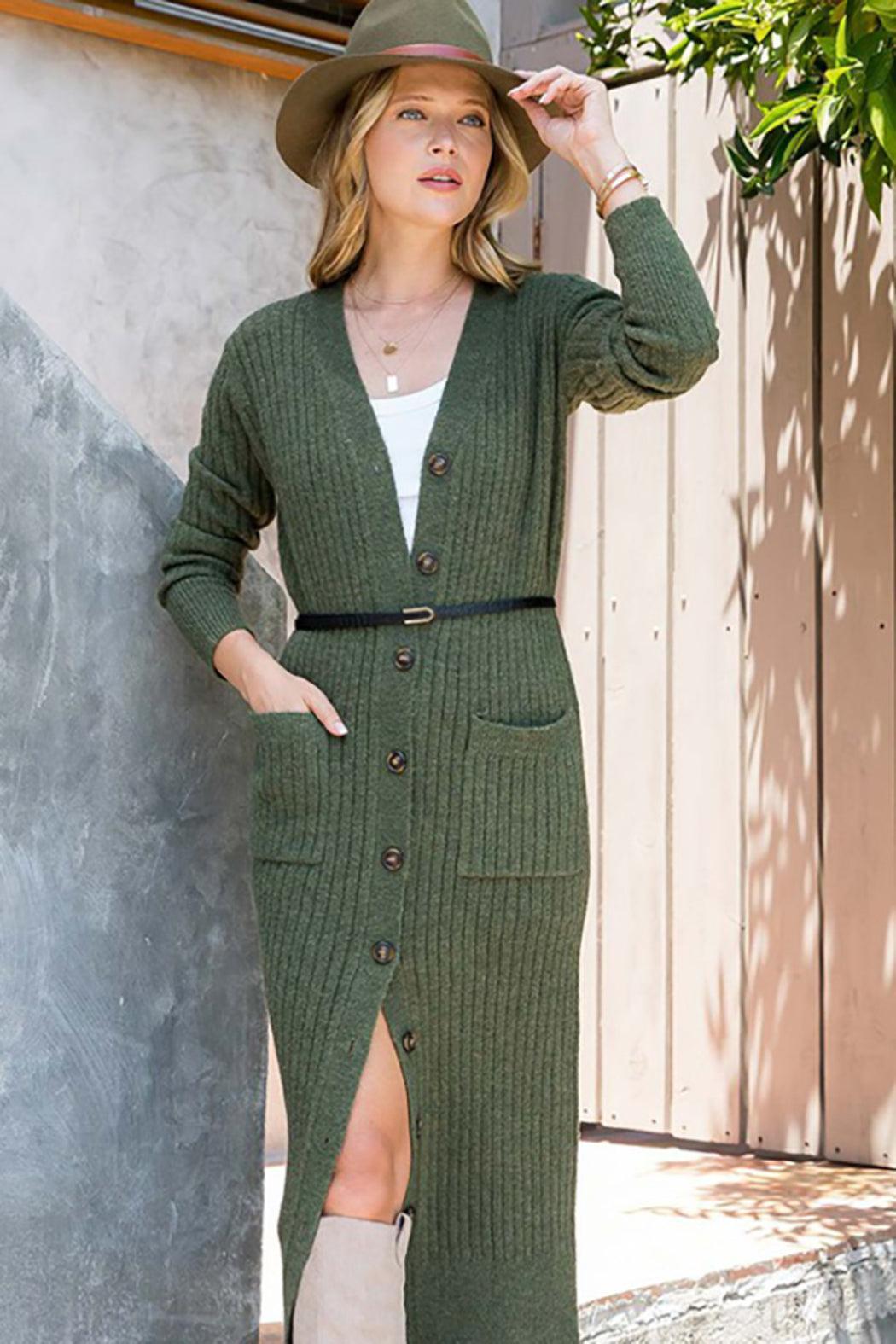 RIBBED KNIT DUSTER CARDIGAN Product Image