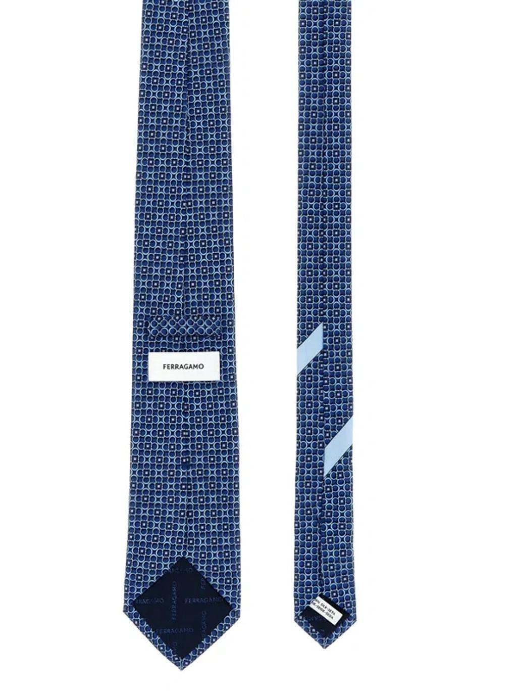 FERRAGAMO Blue Printed Tie Product Image