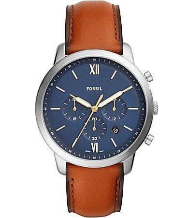 Fossil Mens Neutra Chronograph Brown Leather Strap Watch 44mm Product Image