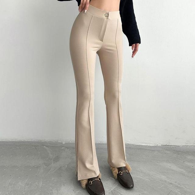 High Rise Plain Flared Pants Product Image