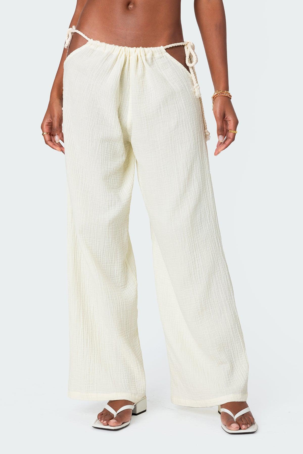 Leoni Side Tie Cotton Gauze Pants Product Image