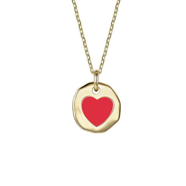 Kids Enameled Heart Medallion Pendant Necklace, Womens Red Product Image