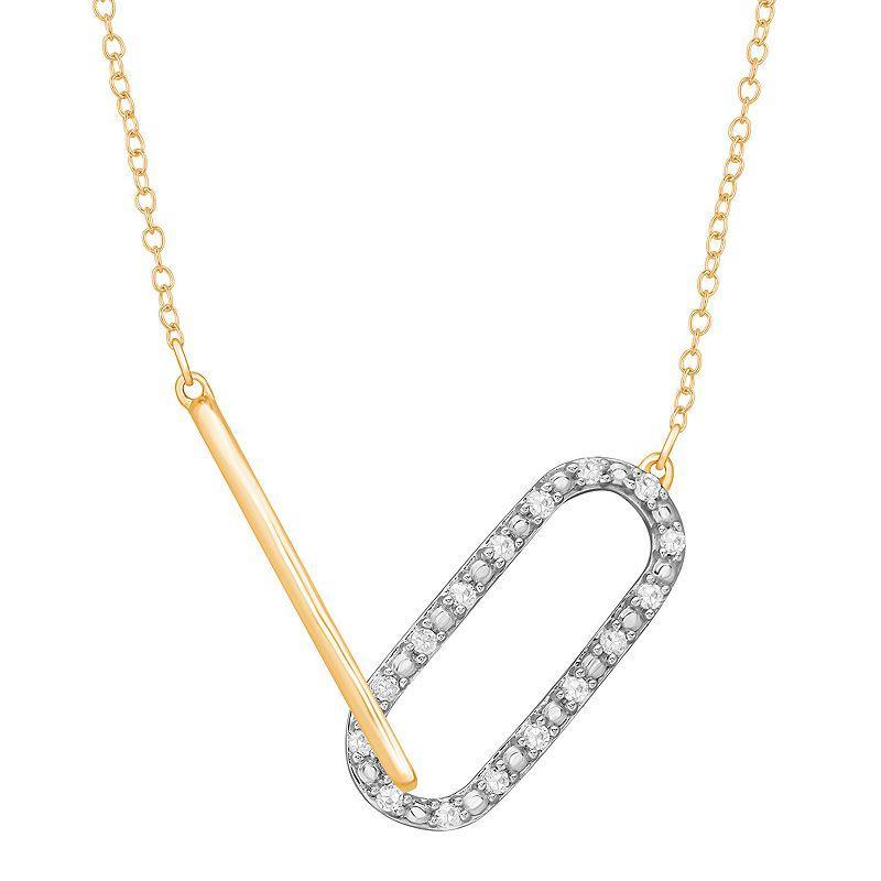 10k Gold 1/10 Carat T.W. Diamond Paper Clip Necklace, Womens Product Image