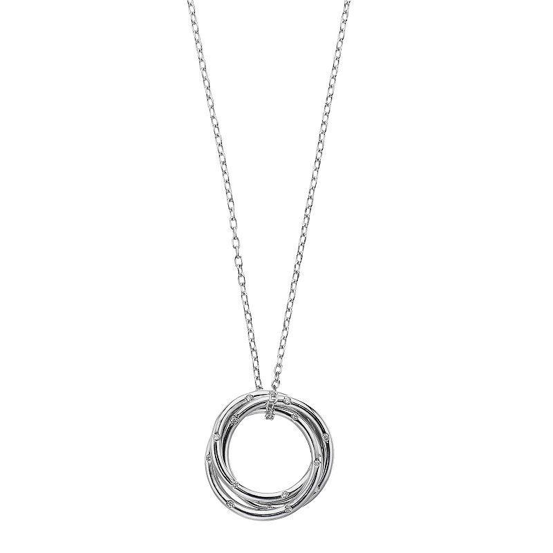 SIRI USA by TJM Sterling Silver Cubic Zirconia Circle Pendant Necklace, Womens Product Image