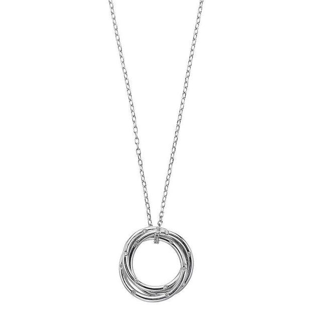 SIRI USA by TJM Sterling Silver Cubic Zirconia Circle Pendant Necklace, Womens Product Image