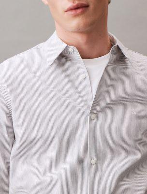 Stretch Cotton Slim Fit Thin Stripe Button-Down Shirt Product Image