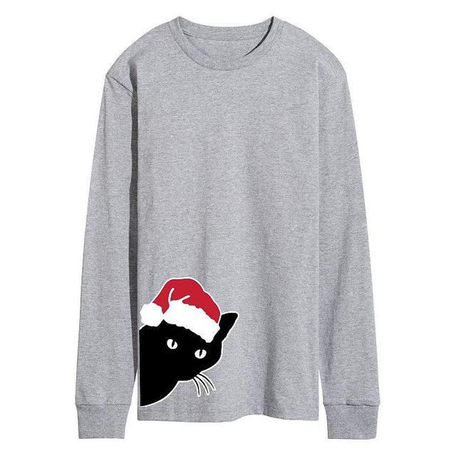 Mens Peeking Cat Long Sleeve Tee Product Image