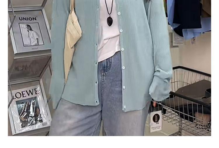 V-Neck Plain Button-Up Cardigan Product Image