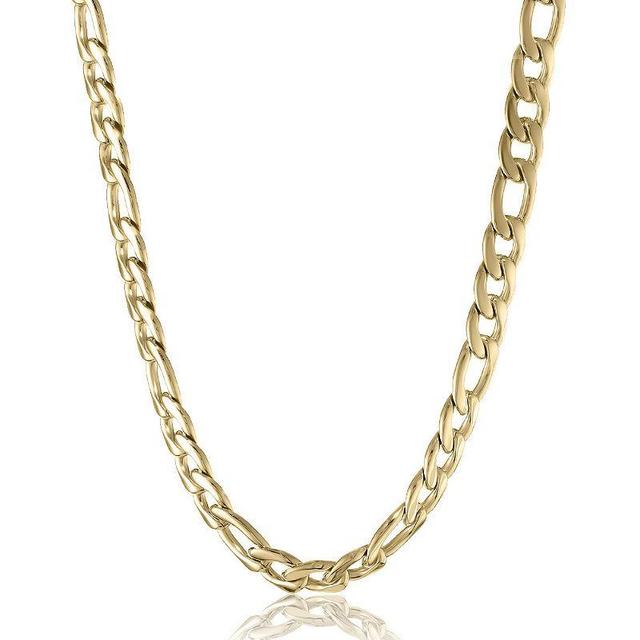 Mens LYNX Stainless Steel Figaro Chain Necklace Yellow Product Image