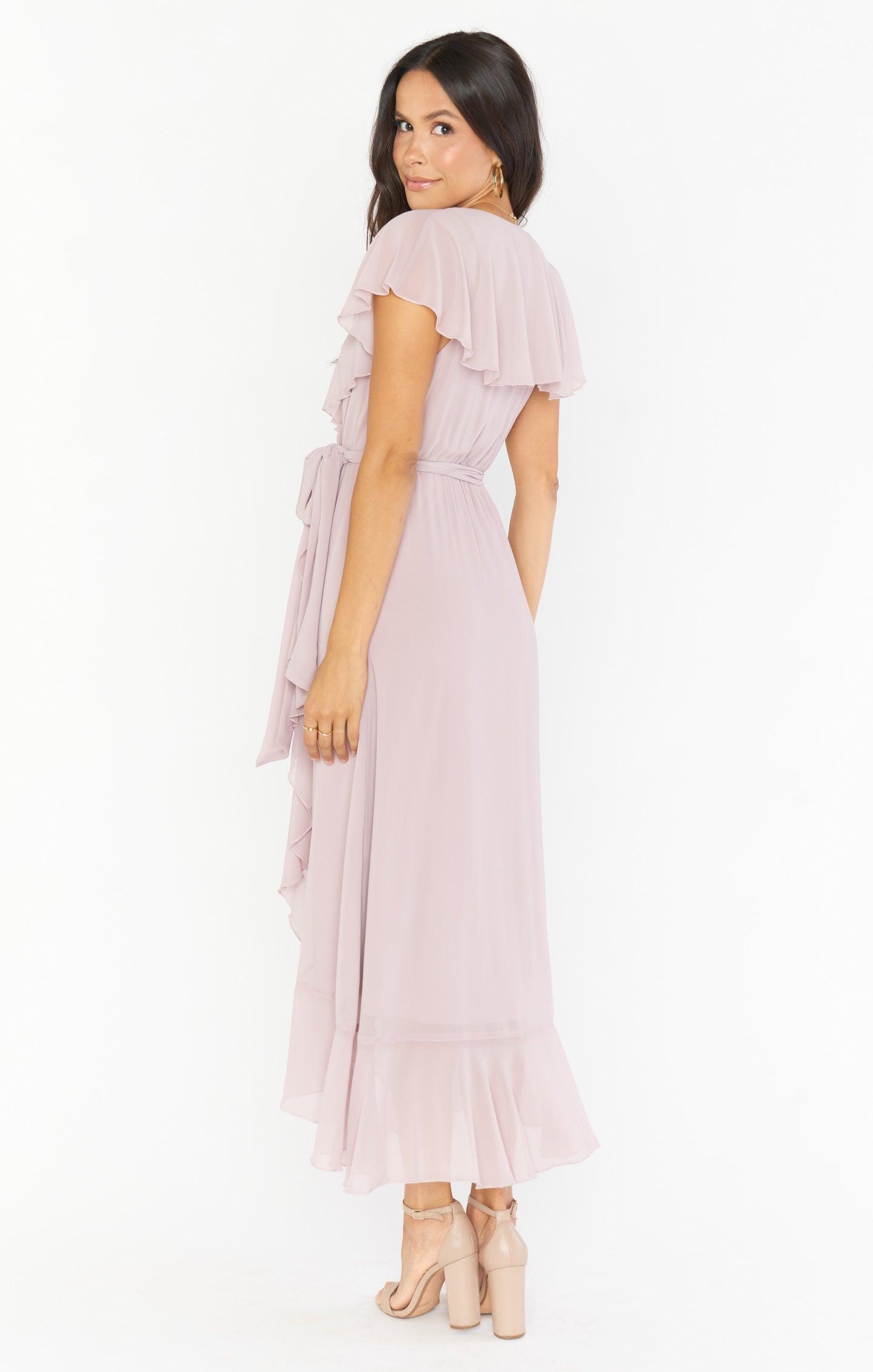 Jess Ruffle Midi Dress ~ Neutral Mauve Chiffon Product Image