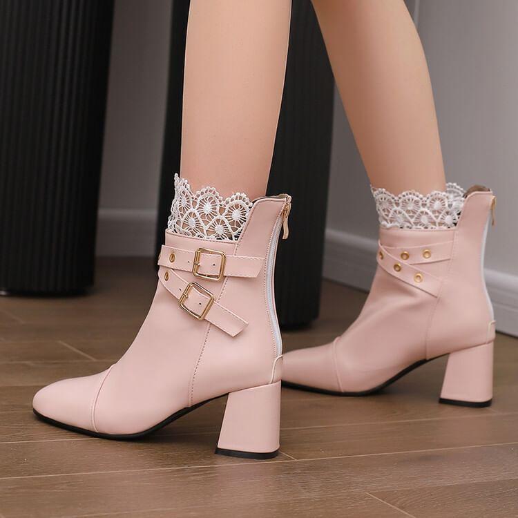 Block Heel Pointed Ankle Boots product image