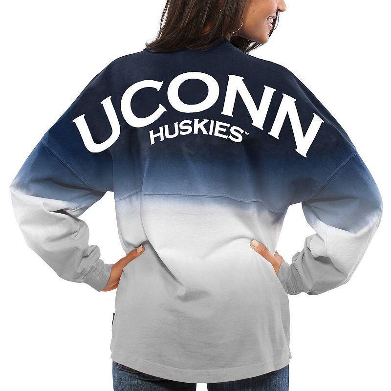 Womens UConn Huskies Ombre Long Sleeve Dip-Dyed Spirit Jersey Blue Product Image