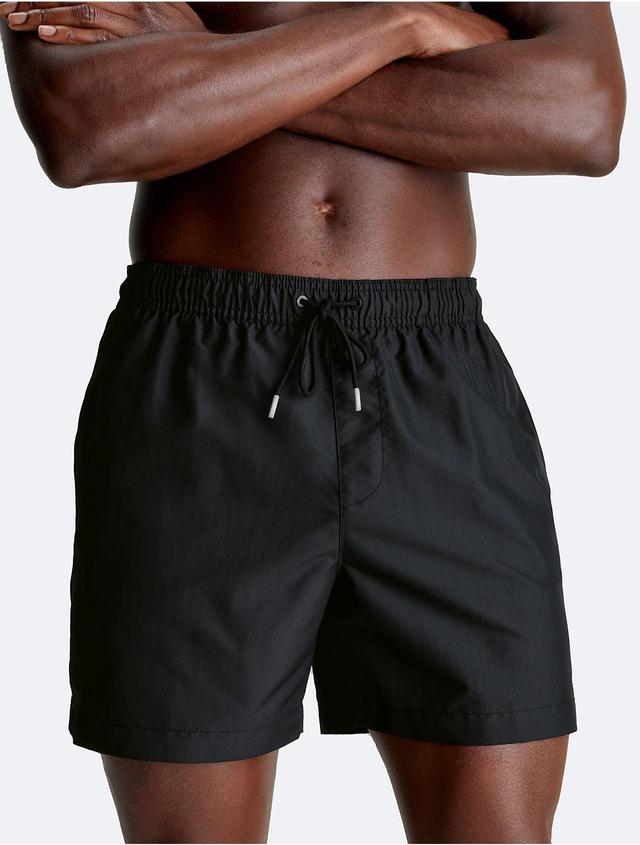 Calvin Klein Mens Side Logo Medium Drawstring Swim Shorts - Black - S Product Image